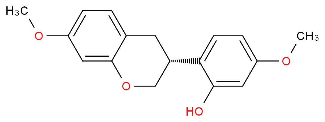 5-methoxy-2-[(3R)-7-methoxy-3,4-dihydro-2H-1-benzopyran-3-yl]phenol_分子结构_CAS_60102-29-6