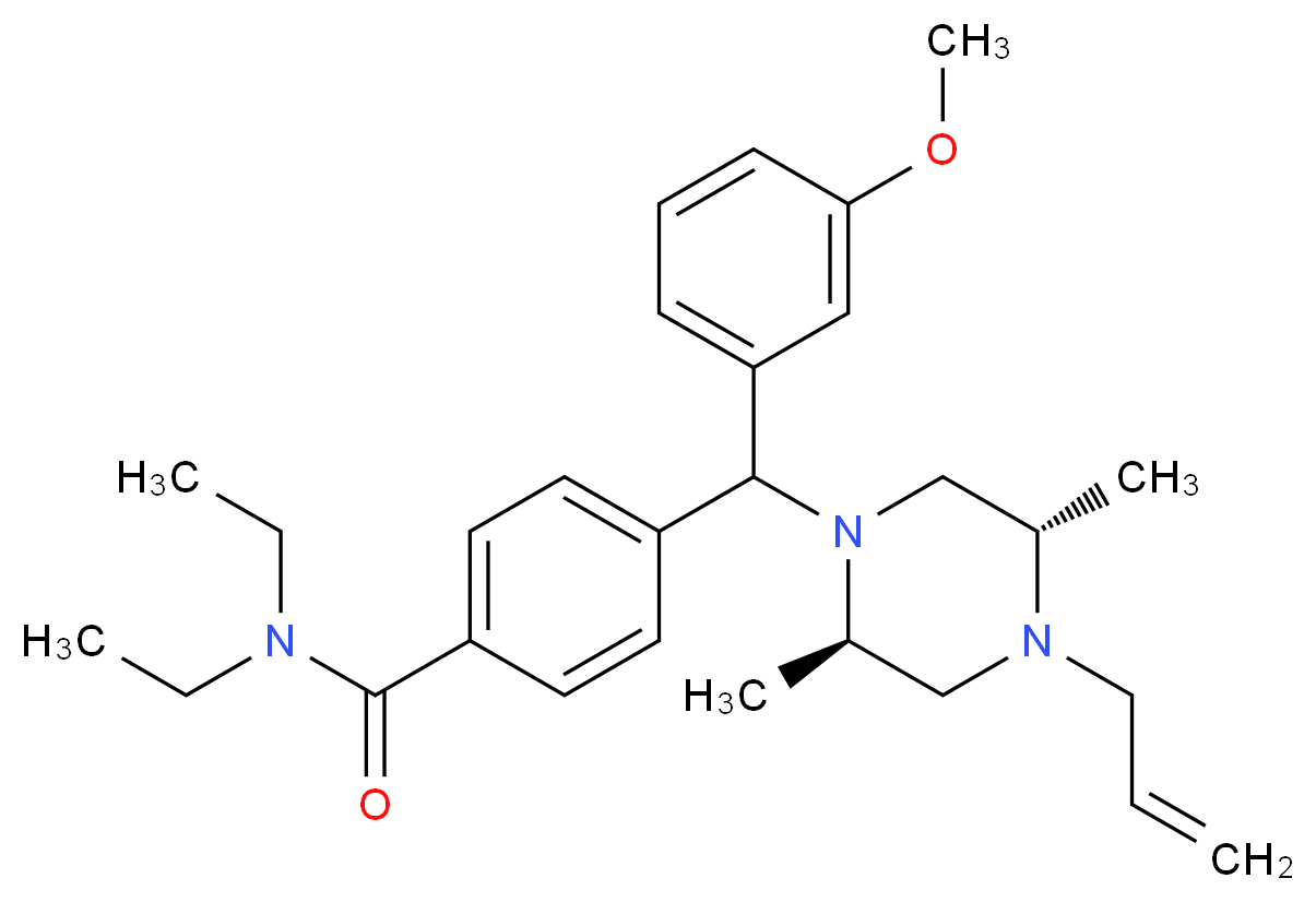 4-{[(2R,5S)-2,5-dimethyl-4-(prop-2-en-1-yl)piperazin-1-yl](3-methoxyphenyl)methyl}-N,N-diethylbenzamide_分子结构_CAS_156727-74-1