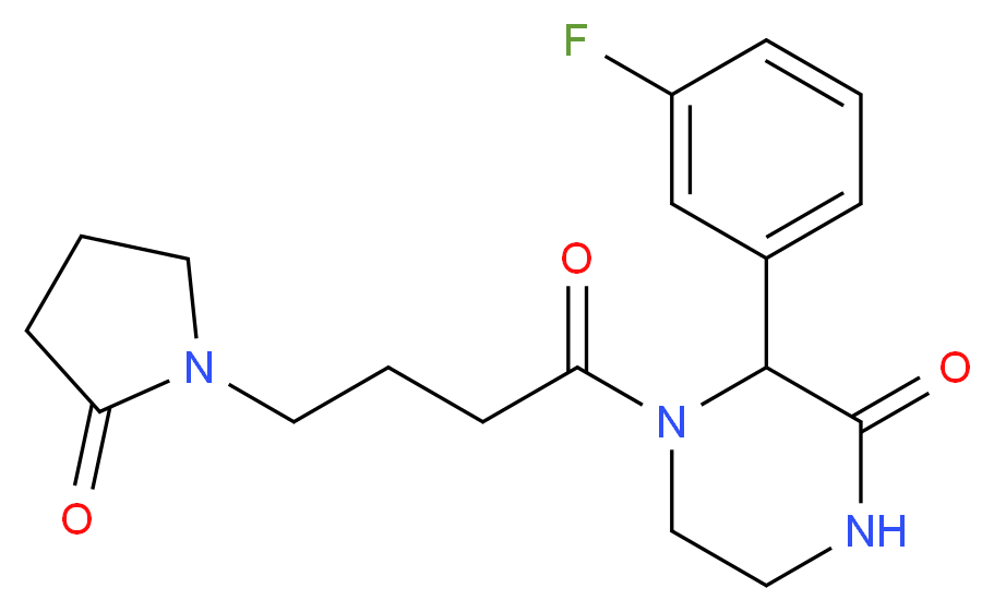 3-(3-fluorophenyl)-4-[4-(2-oxopyrrolidin-1-yl)butanoyl]piperazin-2-one_分子结构_CAS_)