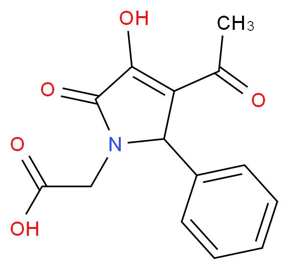 2-(3-acetyl-4-hydroxy-5-oxo-2-phenyl-2,5-dihydro-1H-pyrrol-1-yl)acetic acid_分子结构_CAS_220128-11-0