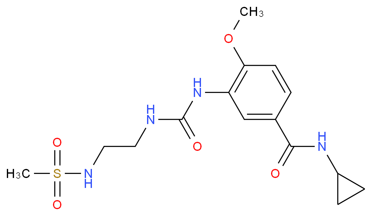 N-cyclopropyl-4-methoxy-3-{[({2-[(methylsulfonyl)amino]ethyl}amino)carbonyl]amino}benzamide_分子结构_CAS_)