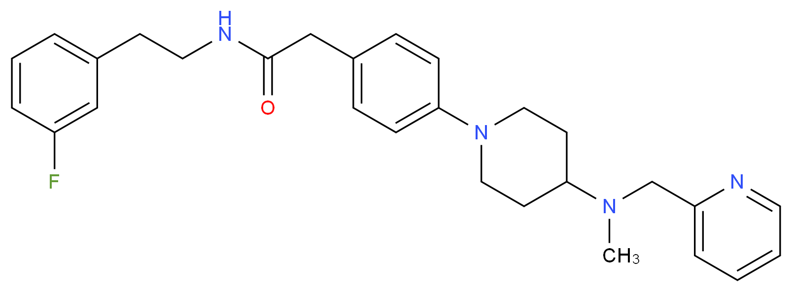N-[2-(3-fluorophenyl)ethyl]-2-(4-{4-[methyl(2-pyridinylmethyl)amino]-1-piperidinyl}phenyl)acetamide_分子结构_CAS_)
