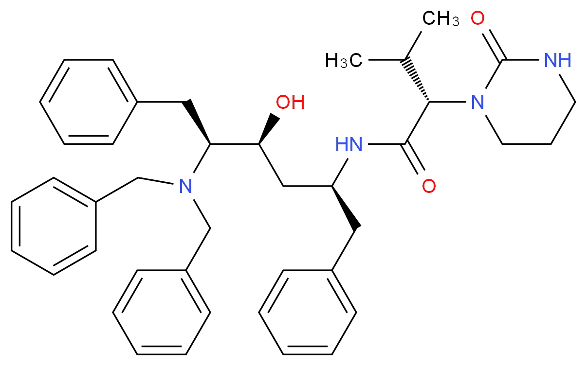 (S)-N-[(2S,4S,5S)-5-(Dibenzylamino)-4-hydroxy-1,6-diphenylhexan-2-yl]-3-methyl-2-(2-oxotetrahydropyrimidin-1(2H)-yl)butanamide_分子结构_CAS_192726-04-8)