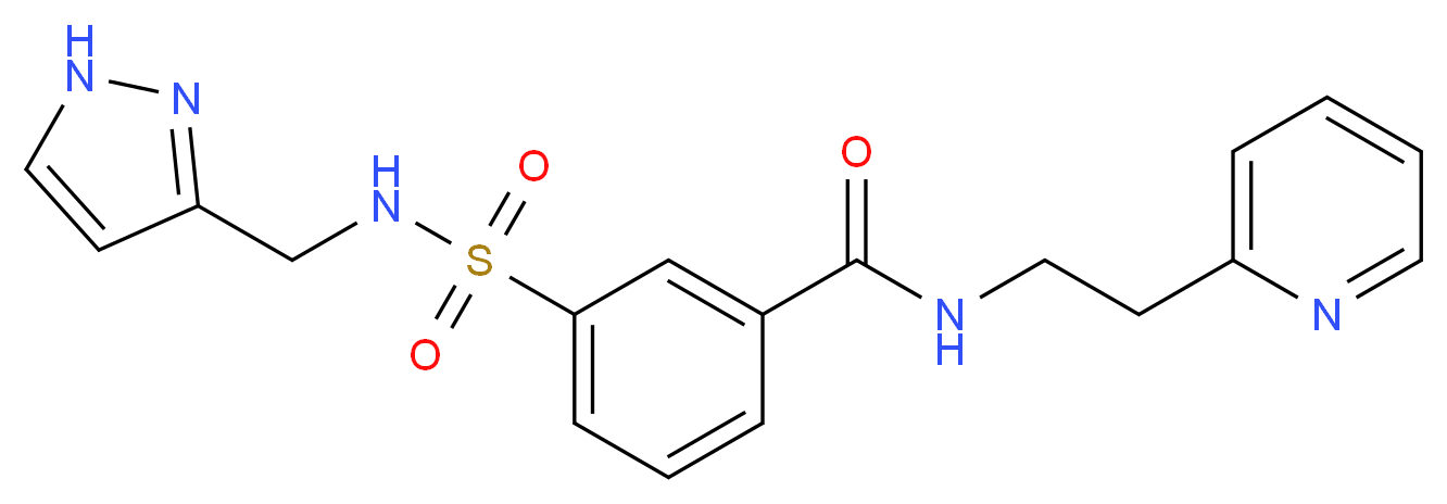 3-{[(1H-pyrazol-3-ylmethyl)amino]sulfonyl}-N-(2-pyridin-2-ylethyl)benzamide_分子结构_CAS_)