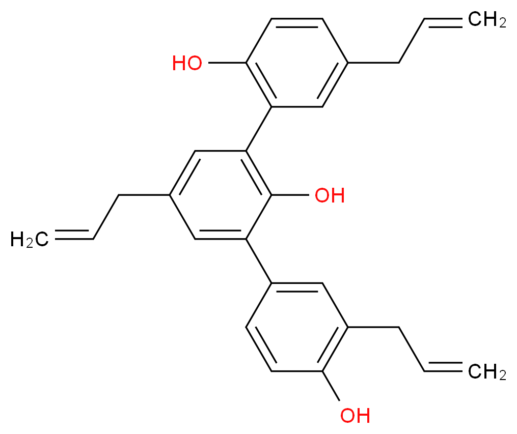 2-[4-hydroxy-3-(prop-2-en-1-yl)phenyl]-6-[2-hydroxy-5-(prop-2-en-1-yl)phenyl]-4-(prop-2-en-1-yl)phenol_分子结构_CAS_155709-40-3