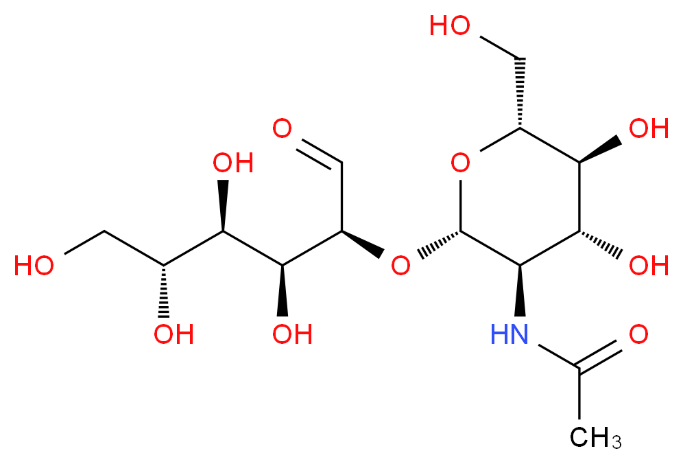 N-[(2S,3R,4R,5S,6R)-4,5-dihydroxy-6-(hydroxymethyl)-2-{[(2S,3S,4R,5R)-3,4,5,6-tetrahydroxy-1-oxohexan-2-yl]oxy}oxan-3-yl]acetamide_分子结构_CAS_34621-73-3