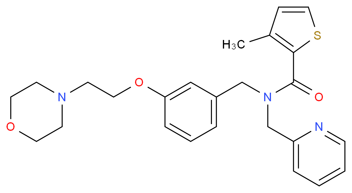 3-methyl-N-{3-[2-(4-morpholinyl)ethoxy]benzyl}-N-(2-pyridinylmethyl)-2-thiophenecarboxamide_分子结构_CAS_)