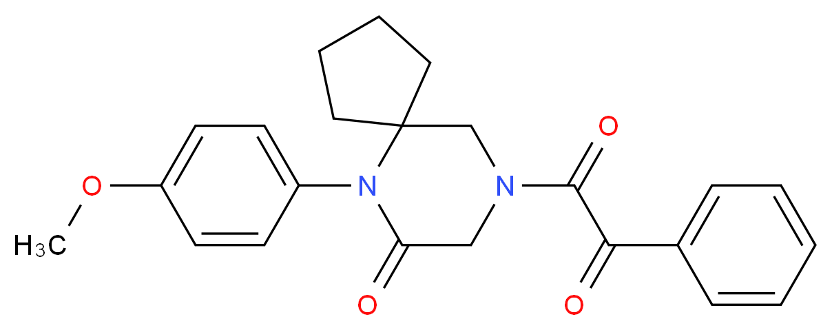 6-(4-methoxyphenyl)-9-[oxo(phenyl)acetyl]-6,9-diazaspiro[4.5]decan-7-one_分子结构_CAS_)
