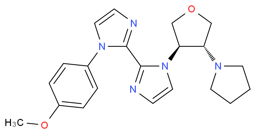 1-(4-methoxyphenyl)-1'-[(3R*,4R*)-4-pyrrolidin-1-yltetrahydrofuran-3-yl]-1H,1'H-2,2'-biimidazole_分子结构_CAS_)