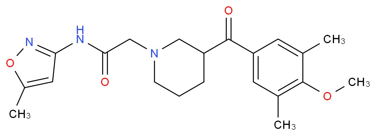 2-[3-(4-methoxy-3,5-dimethylbenzoyl)piperidin-1-yl]-N-(5-methylisoxazol-3-yl)acetamide_分子结构_CAS_)