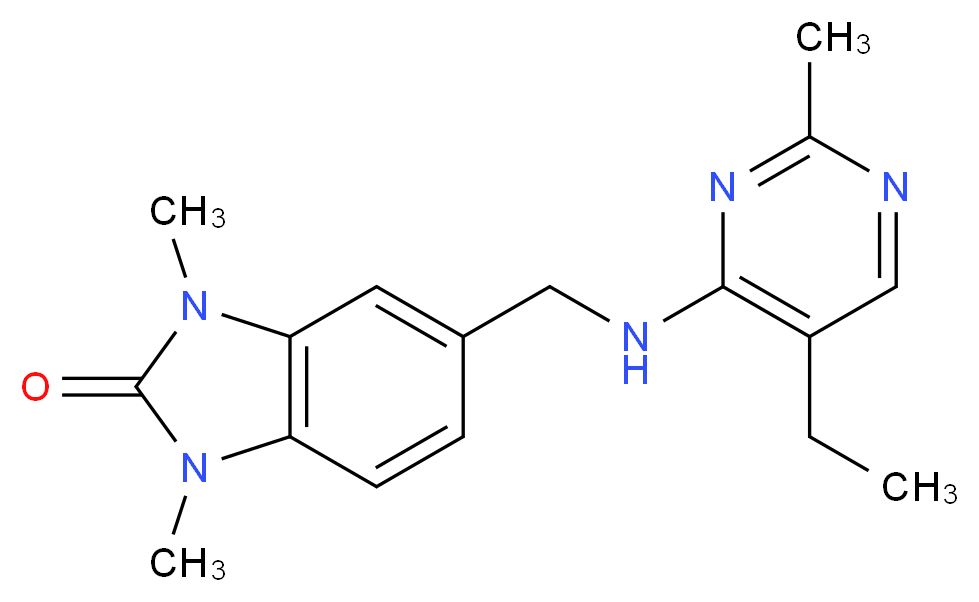 5-{[(5-ethyl-2-methylpyrimidin-4-yl)amino]methyl}-1,3-dimethyl-1,3-dihydro-2H-benzimidazol-2-one_分子结构_CAS_)