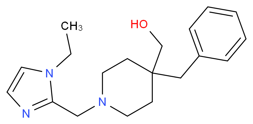 {4-benzyl-1-[(1-ethyl-1H-imidazol-2-yl)methyl]-4-piperidinyl}methanol_分子结构_CAS_)