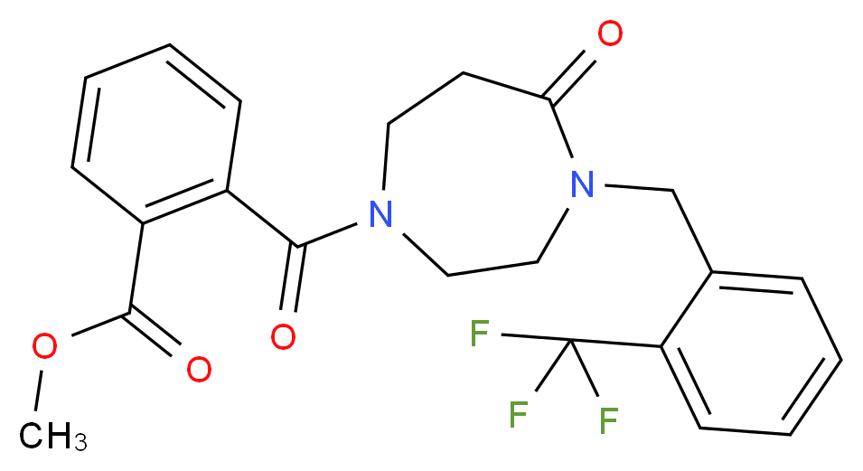 methyl 2-({5-oxo-4-[2-(trifluoromethyl)benzyl]-1,4-diazepan-1-yl}carbonyl)benzoate_分子结构_CAS_)
