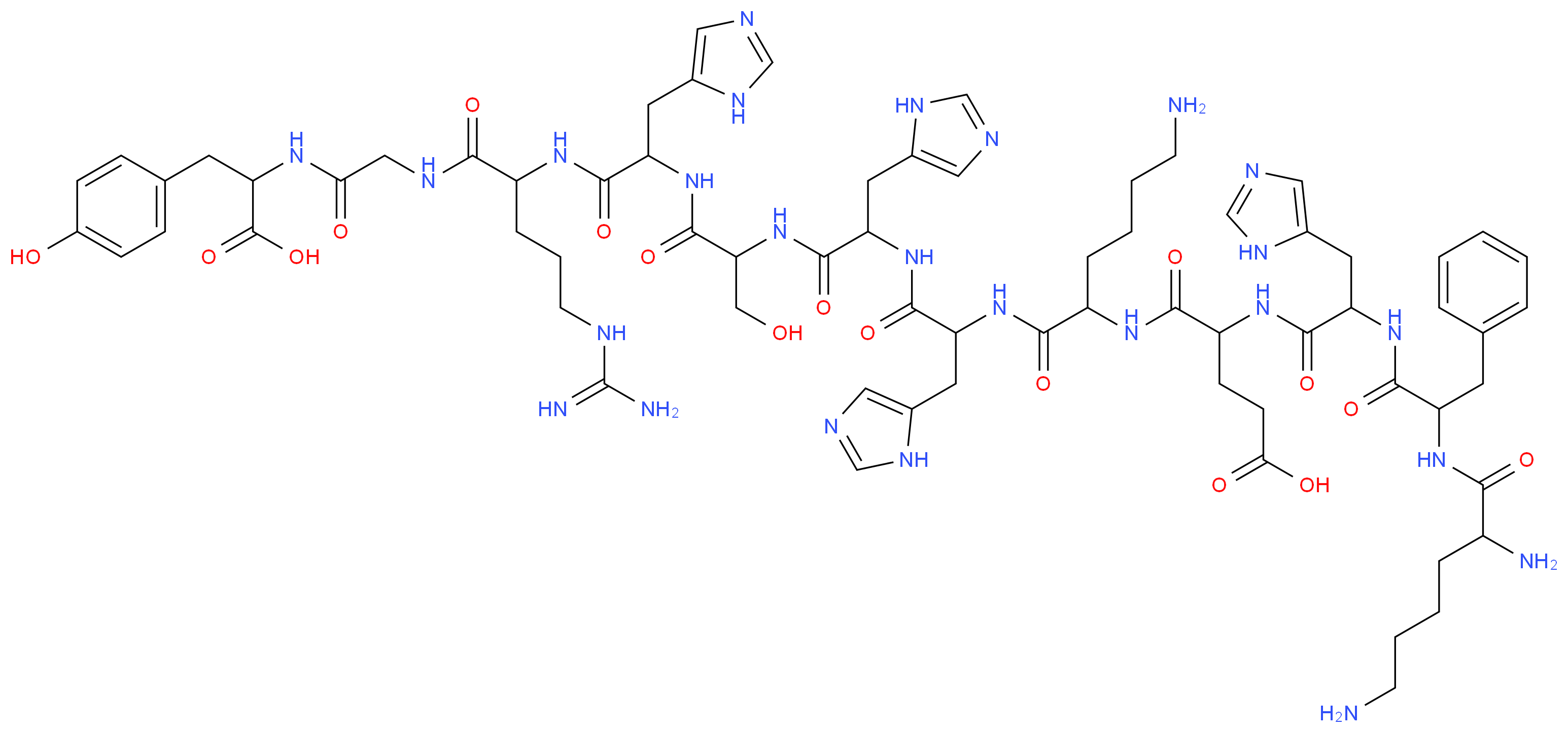 4-[(5-amino-1-{[1-({1-[(1-{[1-({4-carbamimidamido-1-[({[1-carboxy-2-(4-hydroxyphenyl)ethyl]carbamoyl}methyl)carbamoyl]butyl}carbamoyl)-2-(1H-imidazol-5-yl)ethyl]carbamoyl}-2-hydroxyethyl)carbamoyl]-2-(1H-imidazol-5-yl)ethyl}carbamoyl)-2-(1H-imidazol-5-yl)ethyl]carbamoyl}pentyl)carbamoyl]-4-{2-[2-(2,6-diaminohexanamido)-3-phenylpropanamido]-3-(1H-imidazol-5-yl)propanamido}butanoic acid_分子结构_CAS_127637-03-0