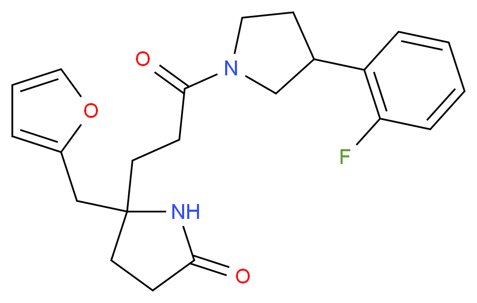 5-{3-[3-(2-fluorophenyl)-1-pyrrolidinyl]-3-oxopropyl}-5-(2-furylmethyl)-2-pyrrolidinone_分子结构_CAS_)