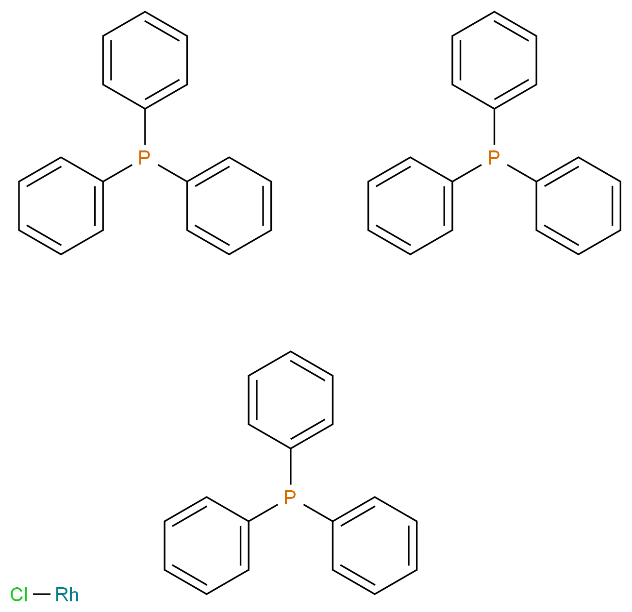 RHODIUM TRIS(TRIPHENYLPHOSPHINE)CHLORIDE_分子结构_CAS_14694-95-2)