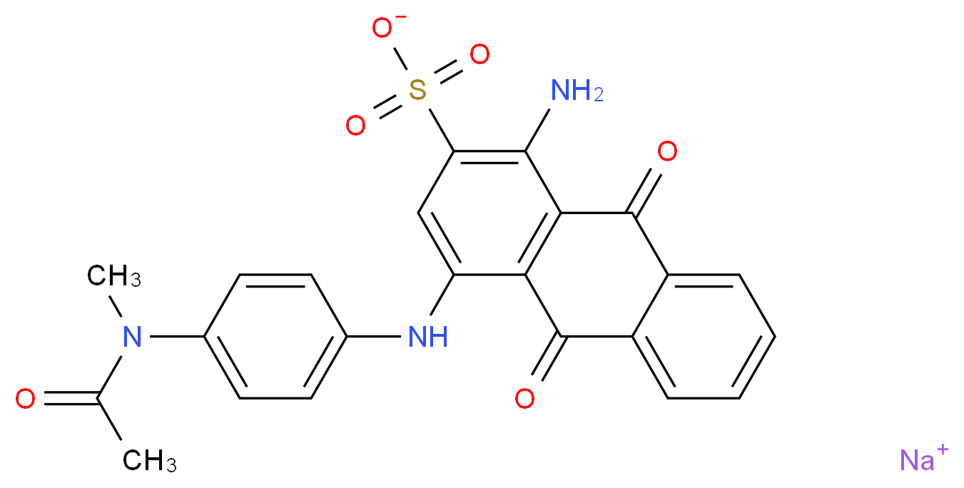 sodium 1-amino-4-{[4-(N-methylacetamido)phenyl]amino}-9,10-dioxo-9,10-dihydroanthracene-2-sulfonate_分子结构_CAS_2666-17-3