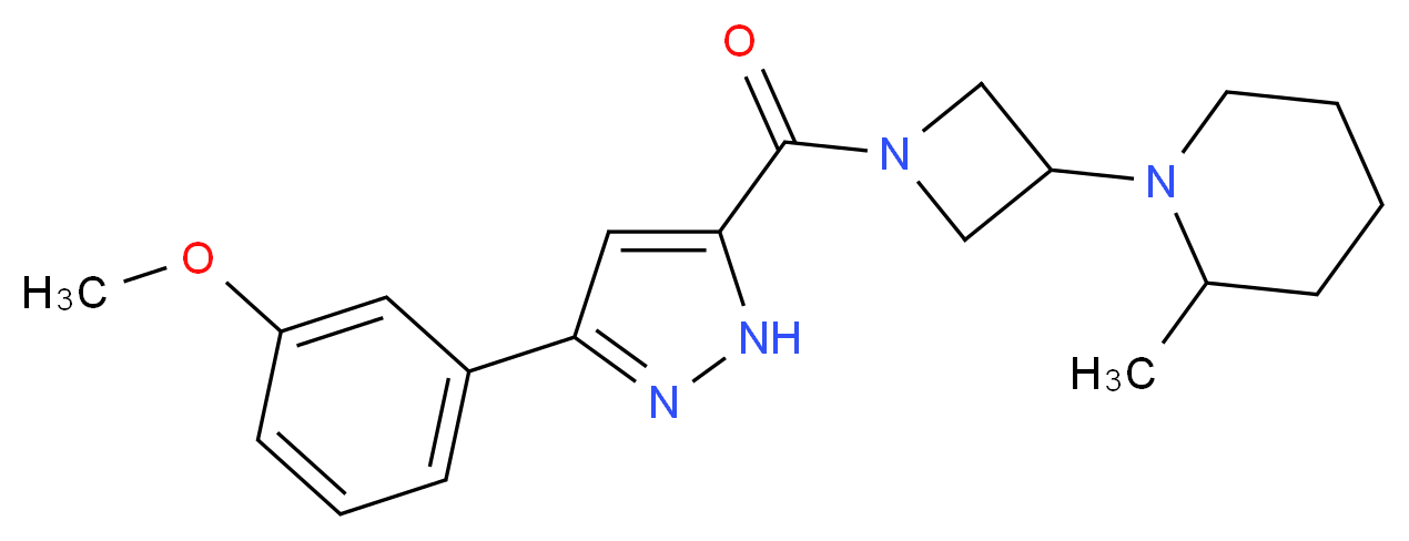 1-(1-{[3-(3-methoxyphenyl)-1H-pyrazol-5-yl]carbonyl}-3-azetidinyl)-2-methylpiperidine_分子结构_CAS_)