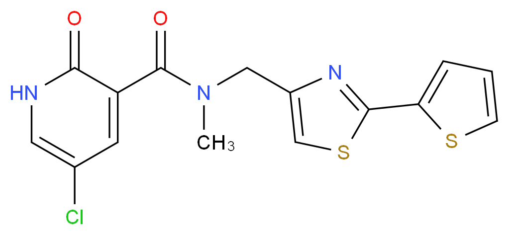 5-chloro-N-methyl-2-oxo-N-{[2-(2-thienyl)-1,3-thiazol-4-yl]methyl}-1,2-dihydro-3-pyridinecarboxamide_分子结构_CAS_)
