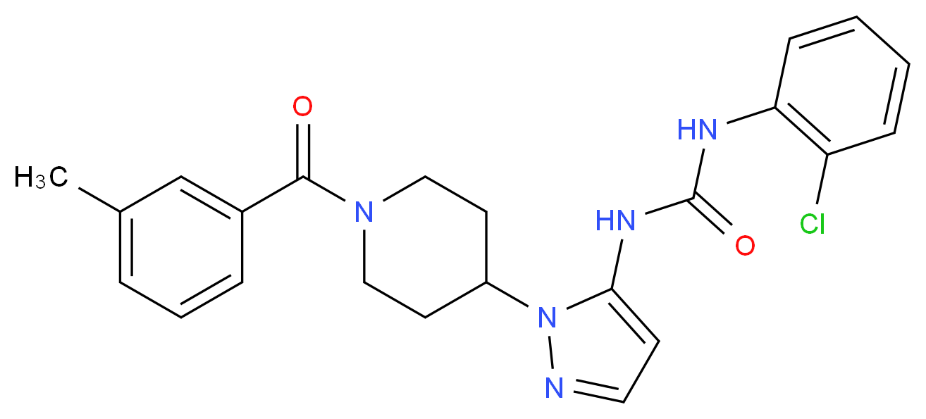 N-(2-chlorophenyl)-N'-{1-[1-(3-methylbenzoyl)-4-piperidinyl]-1H-pyrazol-5-yl}urea_分子结构_CAS_)