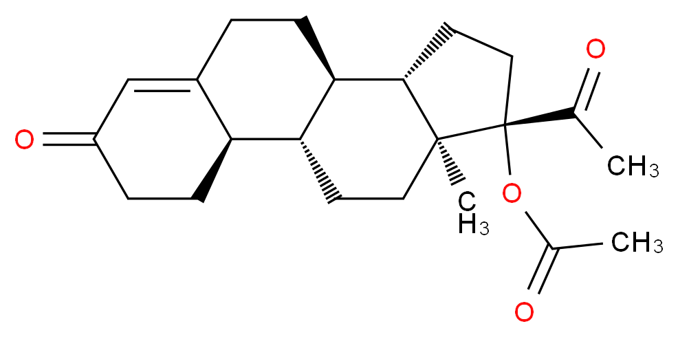 (1S,2R,10R,11S,14S,15S)-14-acetyl-15-methyl-5-oxotetracyclo[8.7.0.0<sup>2</sup>,<sup>7</sup>.0<sup>1</sup><sup>1</sup>,<sup>1</sup><sup>5</sup>]heptadec-6-en-14-yl acetate_分子结构_CAS_66964-58-7