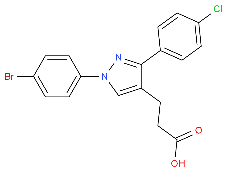 3-[1-(4-bromophenyl)-3-(4-chlorophenyl)-1H-pyrazol-4-yl]propanoic acid_分子结构_CAS_870704-03-3