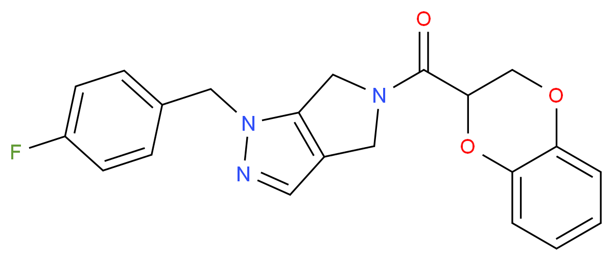 5-(2,3-dihydro-1,4-benzodioxin-2-ylcarbonyl)-1-(4-fluorobenzyl)-1,4,5,6-tetrahydropyrrolo[3,4-c]pyrazole_分子结构_CAS_)
