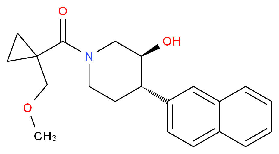 (3S*,4S*)-1-{[1-(methoxymethyl)cyclopropyl]carbonyl}-4-(2-naphthyl)piperidin-3-ol_分子结构_CAS_)