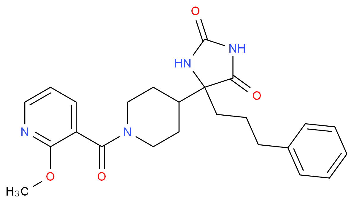 5-{1-[(2-methoxy-3-pyridinyl)carbonyl]-4-piperidinyl}-5-(3-phenylpropyl)-2,4-imidazolidinedione_分子结构_CAS_)