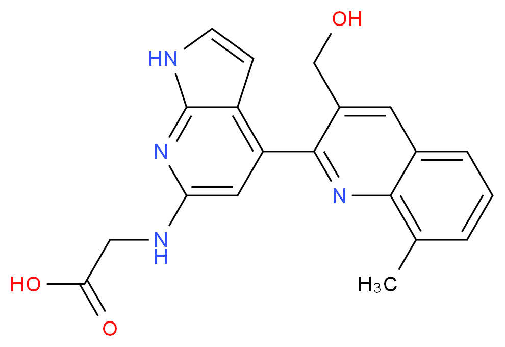 N-{4-[3-(hydroxymethyl)-8-methylquinolin-2-yl]-1H-pyrrolo[2,3-b]pyridin-6-yl}glycine_分子结构_CAS_)