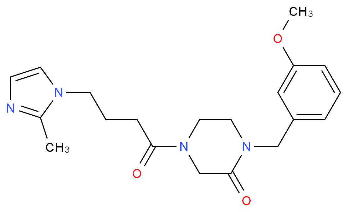 1-(3-methoxybenzyl)-4-[4-(2-methyl-1H-imidazol-1-yl)butanoyl]-2-piperazinone_分子结构_CAS_)