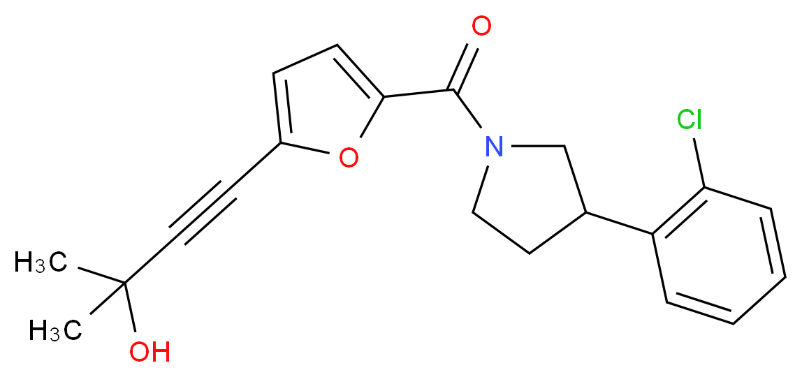 4-(5-{[3-(2-chlorophenyl)pyrrolidin-1-yl]carbonyl}-2-furyl)-2-methylbut-3-yn-2-ol_分子结构_CAS_)