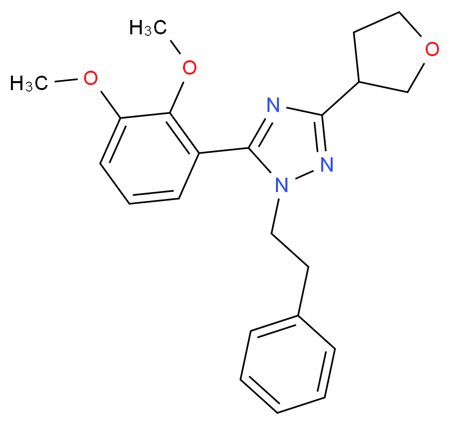 5-(2,3-dimethoxyphenyl)-1-(2-phenylethyl)-3-(tetrahydrofuran-3-yl)-1H-1,2,4-triazole_分子结构_CAS_)