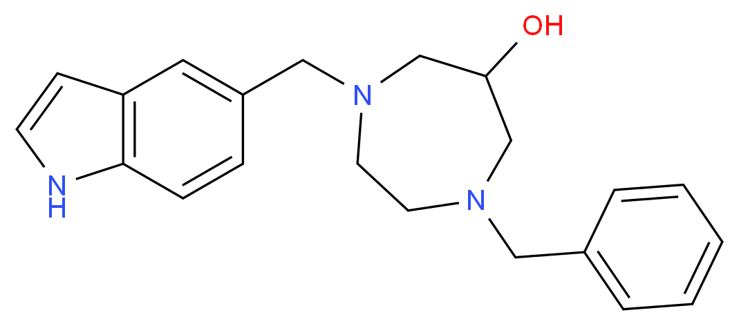 1-benzyl-4-(1H-indol-5-ylmethyl)-1,4-diazepan-6-ol_分子结构_CAS_)