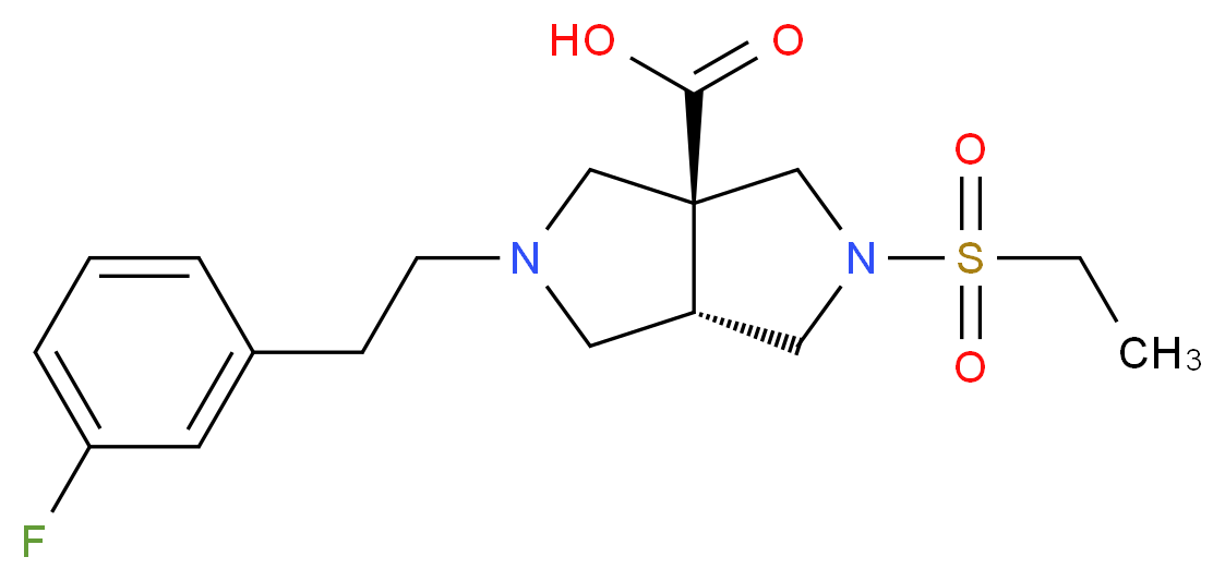 (3aS*,6aS*)-2-(ethylsulfonyl)-5-[2-(3-fluorophenyl)ethyl]hexahydropyrrolo[3,4-c]pyrrole-3a(1H)-carboxylic acid_分子结构_CAS_)