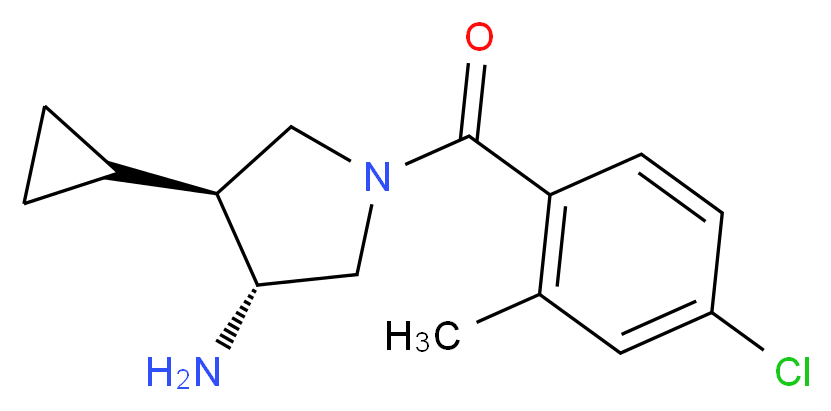 (3R*,4S*)-1-(4-chloro-2-methylbenzoyl)-4-cyclopropyl-3-pyrrolidinamine_分子结构_CAS_)