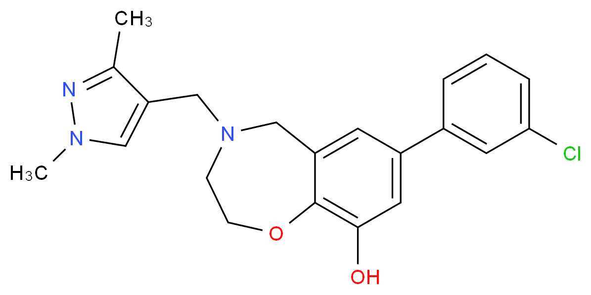 7-(3-chlorophenyl)-4-[(1,3-dimethyl-1H-pyrazol-4-yl)methyl]-2,3,4,5-tetrahydro-1,4-benzoxazepin-9-ol_分子结构_CAS_)