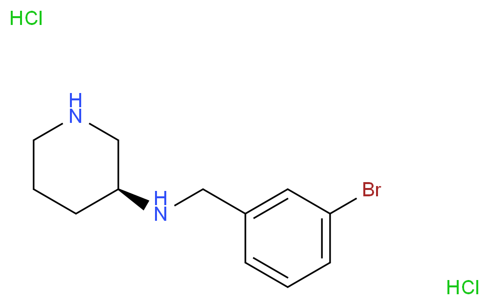 (3S)-3-[(3-Bromobenzyl)amino]piperidine dihydrochloride_分子结构_CAS_)