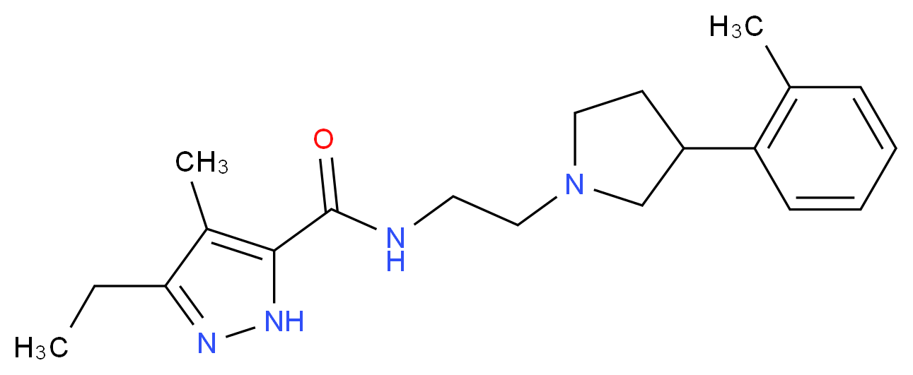 3-ethyl-4-methyl-N-{2-[3-(2-methylphenyl)pyrrolidin-1-yl]ethyl}-1H-pyrazole-5-carboxamide_分子结构_CAS_)