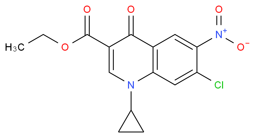 ethyl 7-chloro-1-cyclopropyl-6-nitro-4-oxo-1,4-dihydroquinoline-3-carboxylate_分子结构_CAS_127625-17-6