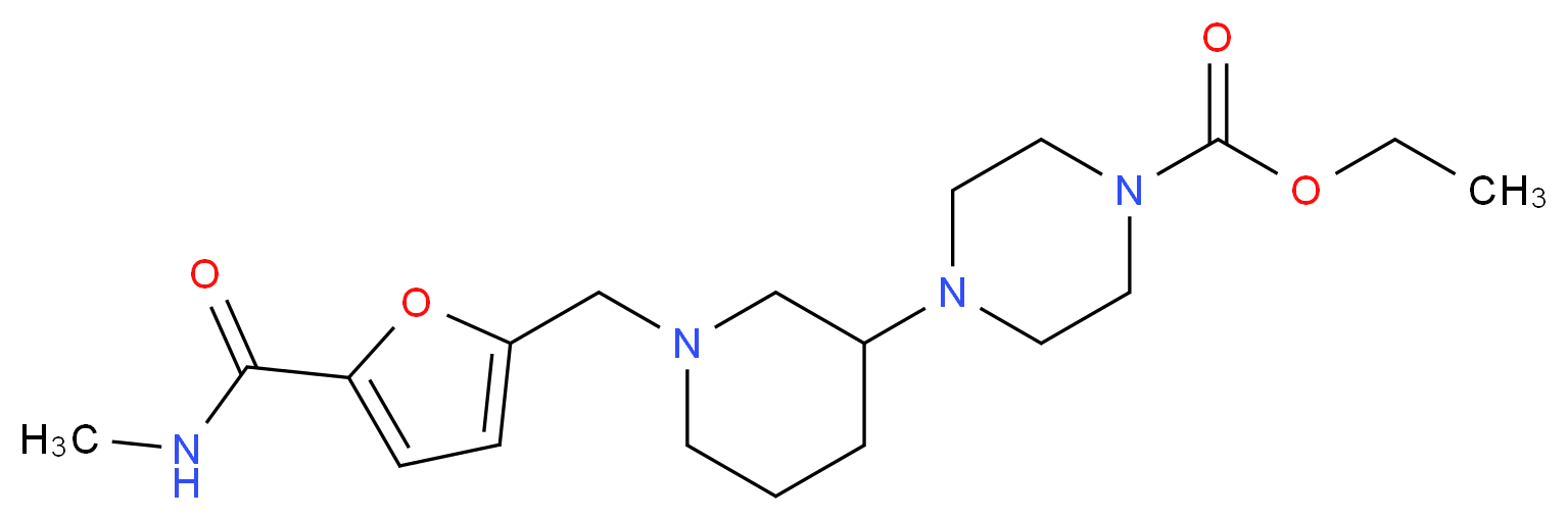 ethyl 4-[1-({5-[(methylamino)carbonyl]-2-furyl}methyl)-3-piperidinyl]-1-piperazinecarboxylate_分子结构_CAS_)