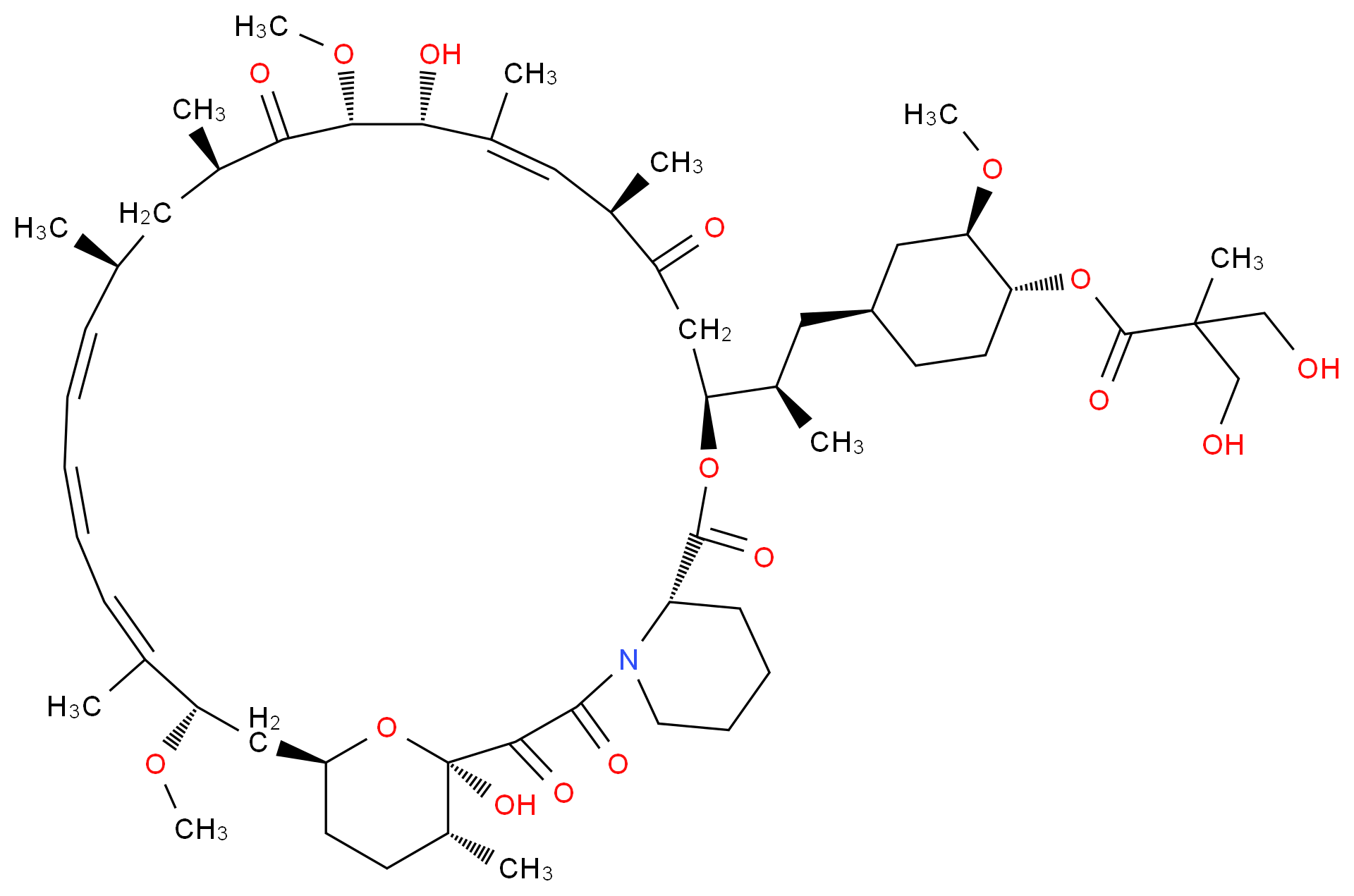 (1R,2R,4S)-4-[(2R)-2-[(1R,9S,12S,15R,16E,18R,19R,21R,23S,24E,26E,28E,30S,32S,35R)-1,18-dihydroxy-19,30-dimethoxy-15,17,21,23,29,35-hexamethyl-2,3,10,14,20-pentaoxo-11,36-dioxa-4-azatricyclo[30.3.1.0^{4,9}]hexatriaconta-16,24,26,28-tetraen-12-yl]propyl]-2-methoxycyclohexyl 3-hydroxy-2-(hydroxymethyl)-2-methylpropanoate_分子结构_CAS_162635-04-3