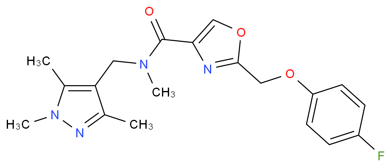 2-[(4-fluorophenoxy)methyl]-N-methyl-N-[(1,3,5-trimethyl-1H-pyrazol-4-yl)methyl]-1,3-oxazole-4-carboxamide_分子结构_CAS_)