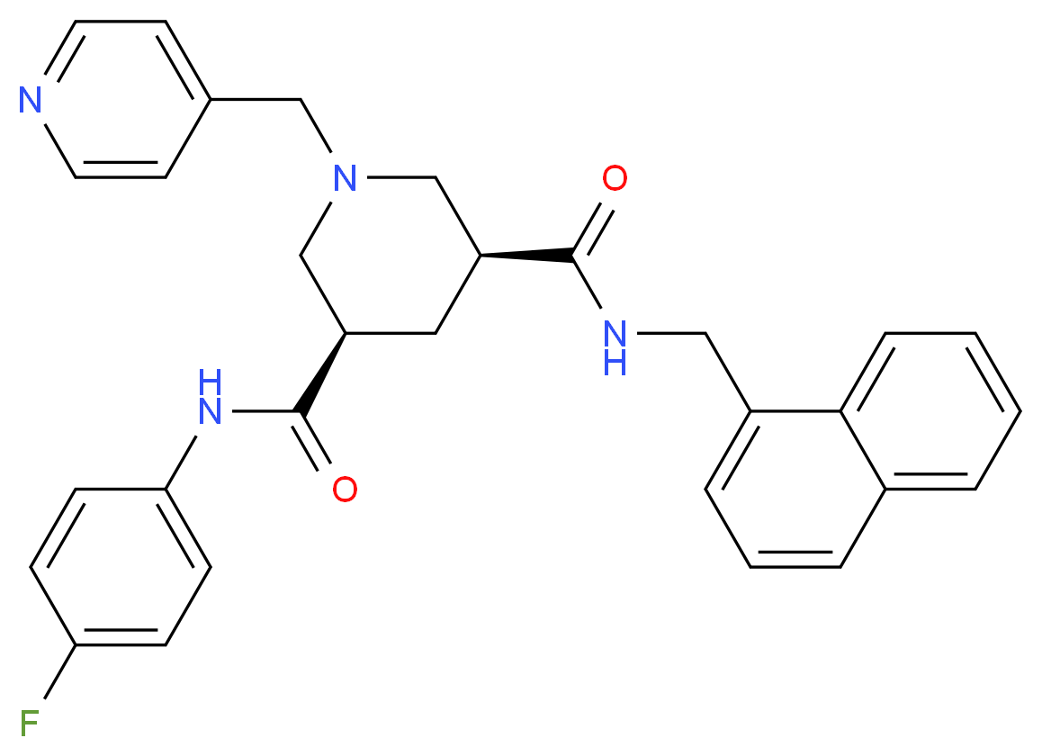 (3R,5S)-N-(4-fluorophenyl)-N'-(1-naphthylmethyl)-1-(4-pyridinylmethyl)-3,5-piperidinedicarboxamide_分子结构_CAS_)