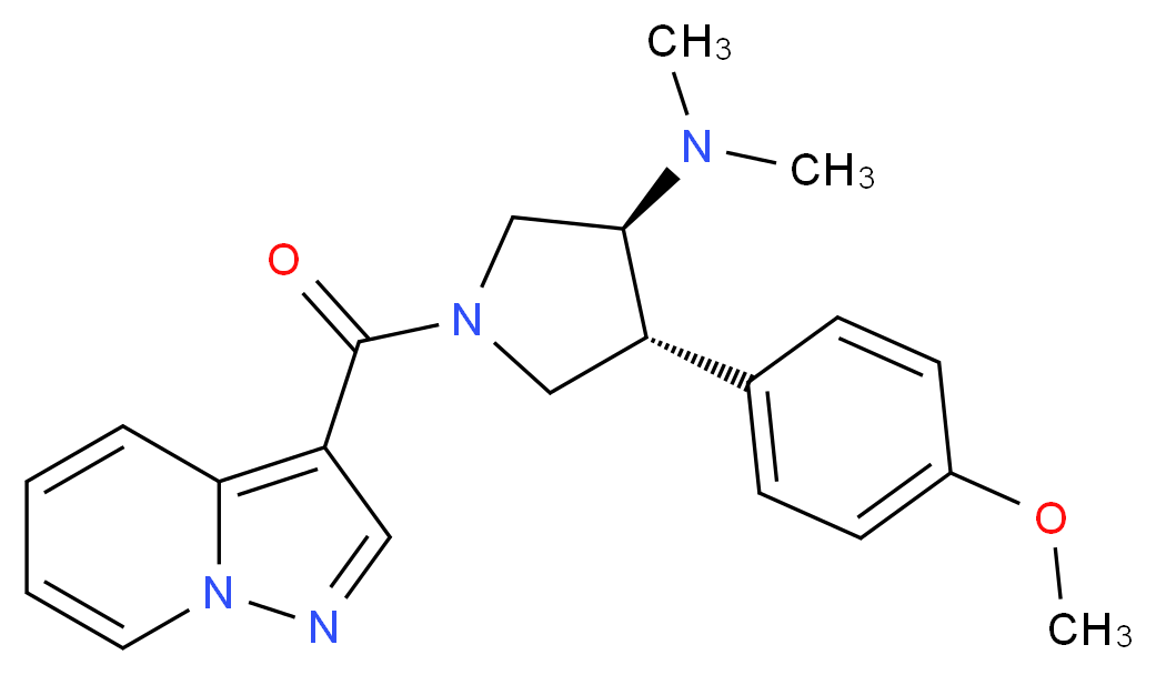 (3S*,4R*)-4-(4-methoxyphenyl)-N,N-dimethyl-1-(pyrazolo[1,5-a]pyridin-3-ylcarbonyl)pyrrolidin-3-amine_分子结构_CAS_)