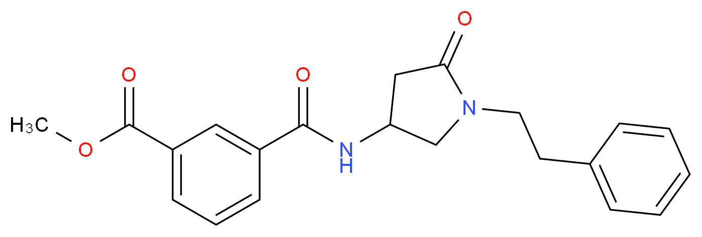 methyl 3-({[5-oxo-1-(2-phenylethyl)-3-pyrrolidinyl]amino}carbonyl)benzoate_分子结构_CAS_)