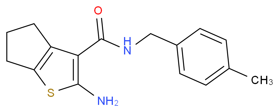 2-Amino-N-(4-methylbenzyl)-5,6-dihydro-4H-cyclopenta[b]thiophene-3-carboxamide_分子结构_CAS_)