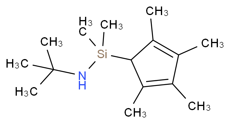 N-叔丁基-1,1-二甲基-1-(2,3,4,5-四甲基-2,4-环戊二烯-1-基)硅烷胺_分子结构_CAS_125542-04-3)