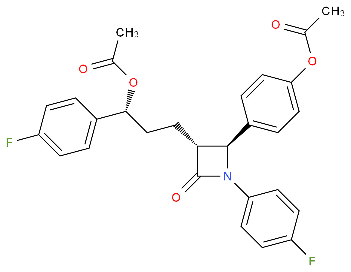 (1R)-3-[(2S,3R)-2-[4-(acetyloxy)phenyl]-1-(4-fluorophenyl)-4-oxoazetidin-3-yl]-1-(4-fluorophenyl)propyl acetate_分子结构_CAS_163380-20-9