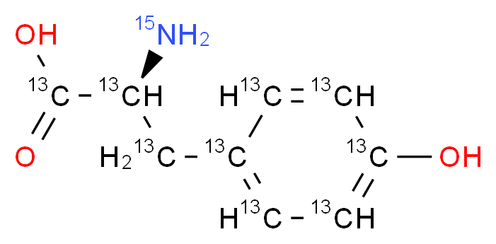 (2S)-2-amino-3-[4-hydroxy(1,2,3,4,5,6-<sup>1</sup><sup>3</sup>C<sub>6</sub>)phenyl](1,2,3-<sup>1</sup><sup>3</sup>C<sub>3</sub>)propanoic acid_分子结构_CAS_202407-26-9